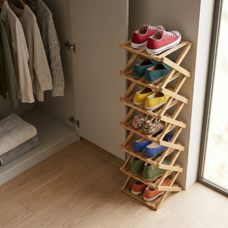 NeaterLiving™ FoldStack Bamboo Shoe Tower