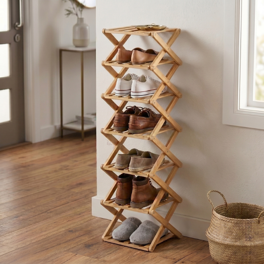 NeaterLiving™ FoldStack Bamboo Shoe Tower
