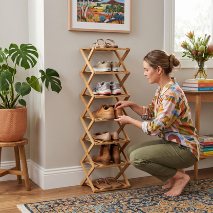 NeaterLiving™ FoldStack Bamboo Shoe Tower