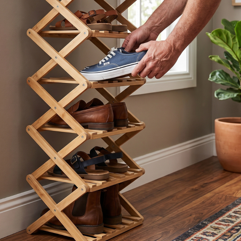 NeaterLiving™ FoldStack Bamboo Shoe Tower