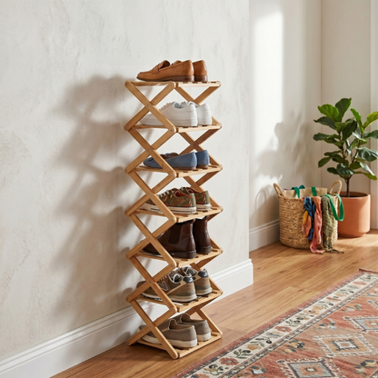 NeaterLiving™ FoldStack Bamboo Shoe Tower