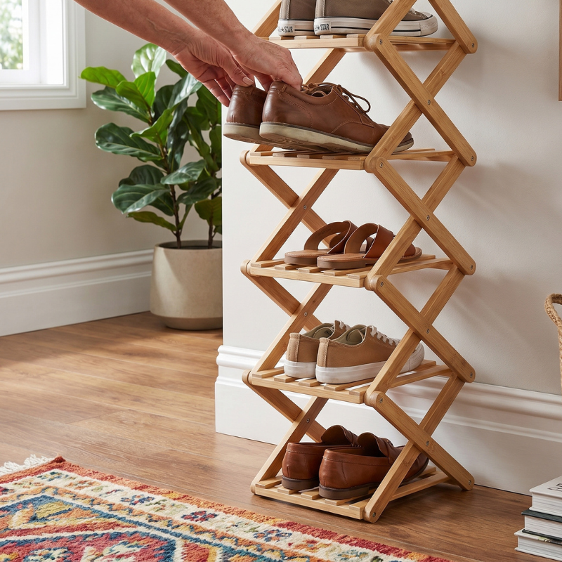 NeaterLiving™ FoldStack Bamboo Shoe Tower